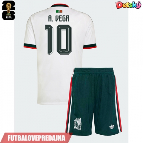 Lacne Dětský Futbalové dres Mexiko Alexis Vega #10 MS 2026 Krátky Rukáv - Preč (+ trenírky)